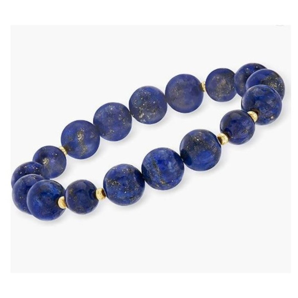 10mm Blue Lapis Lazuli with Golden Spacer Stretch Bracelet